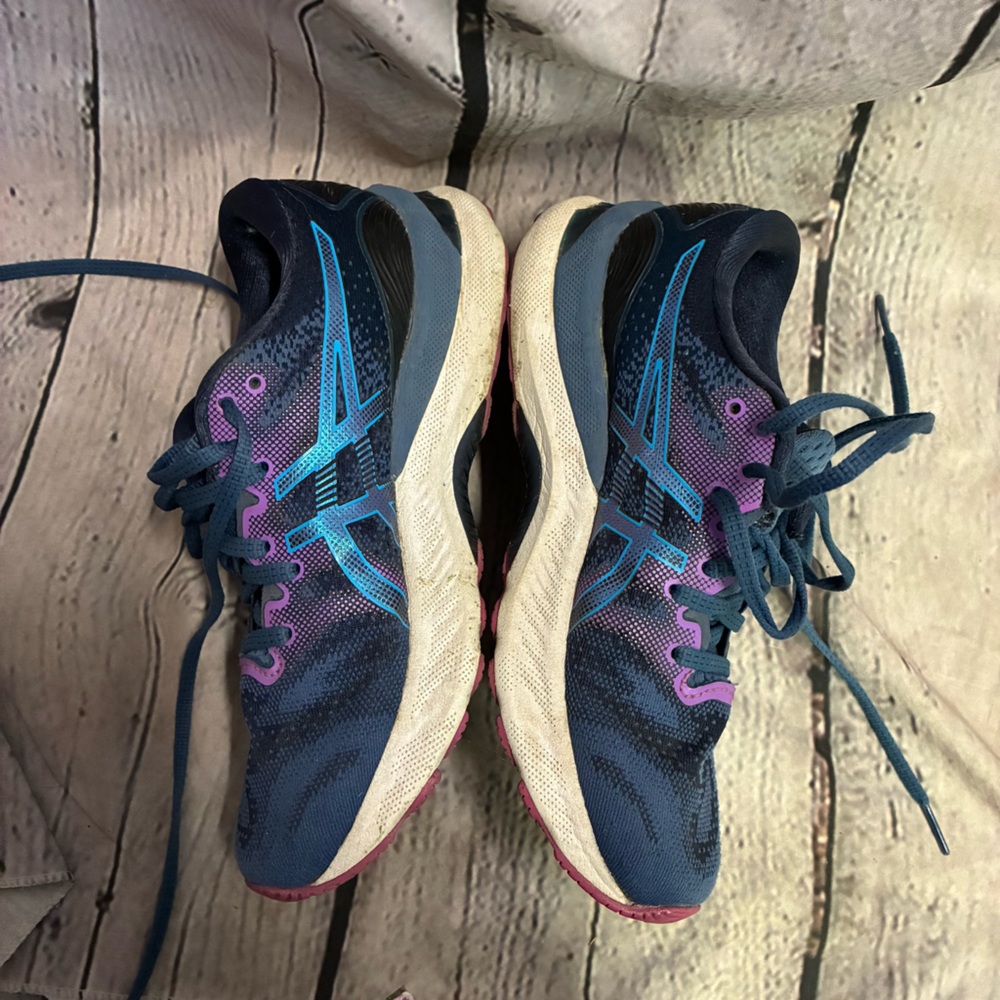 Asics Women's Gel Nimbus 23 'Grand Shark / Digital‎ Aqua' 1012A885 Shoes Sz7 GUC - Picture 6 of 10